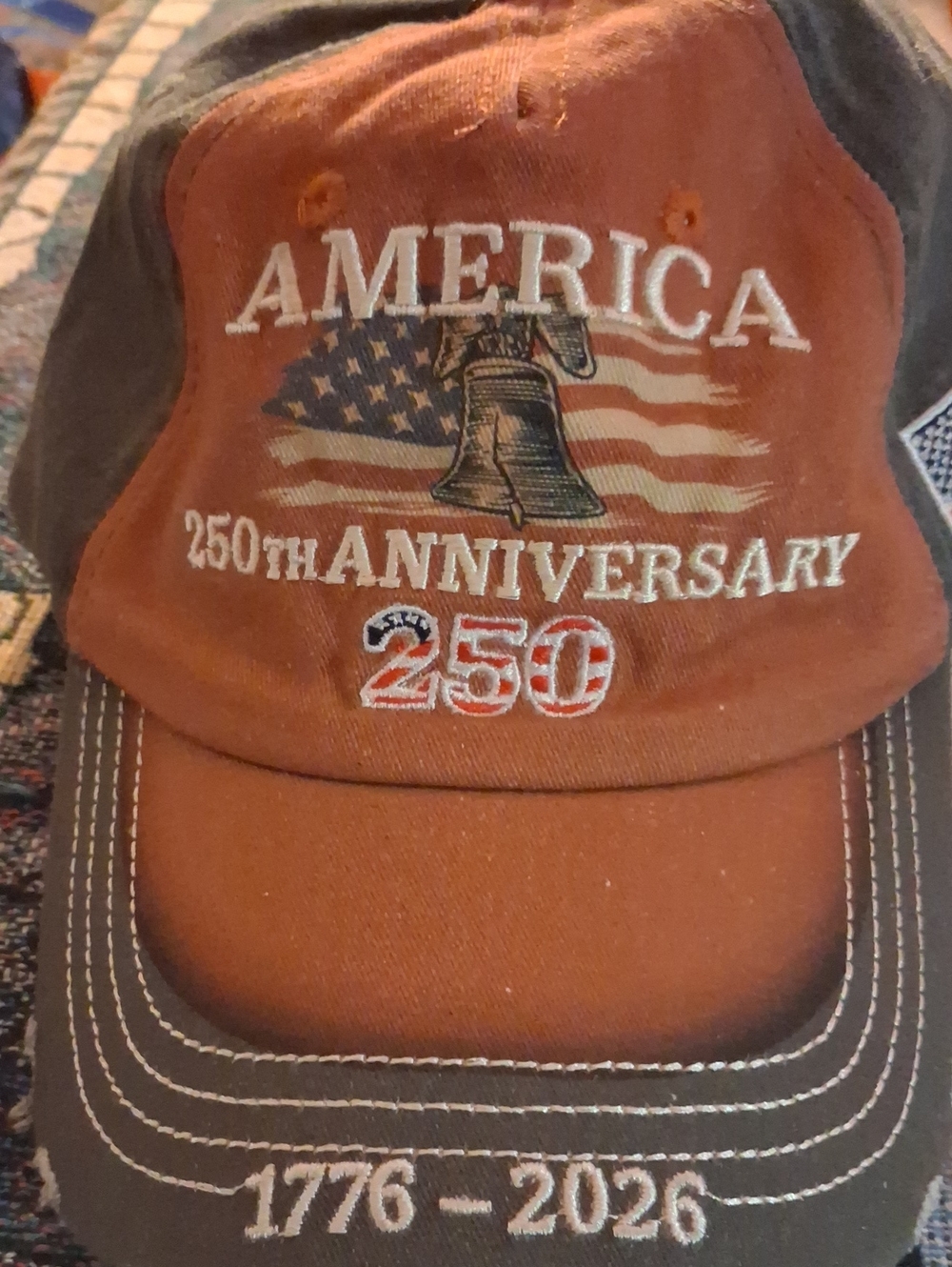 America 250th Anniversary Embroidered Baseball Cap - Brown/Black